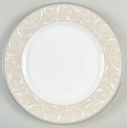 Elegant Scroll Pearl Dinner Plate