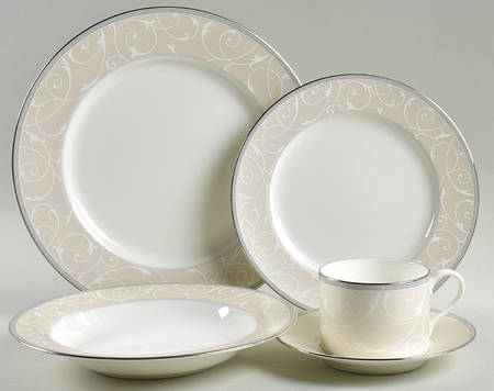 Elegant Scroll Pearl 5 Piece Place Setting