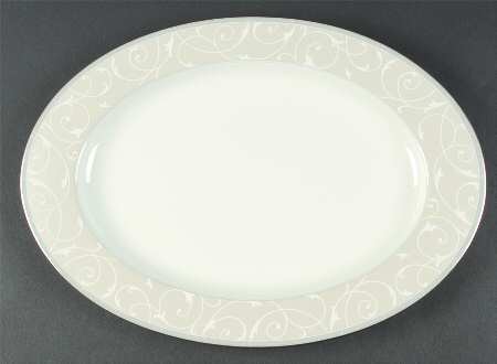 Elegant Scroll Pearl 14" Oval Serving Platter