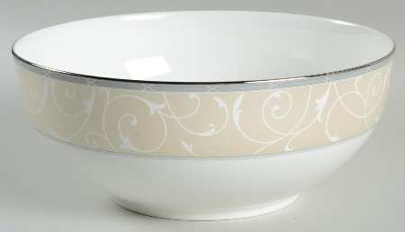 Elegant Scroll Pearl 10" Round Vegetable Bowl