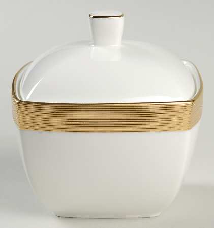 Ridge Square Gold Square Sugar Bowl & Lid