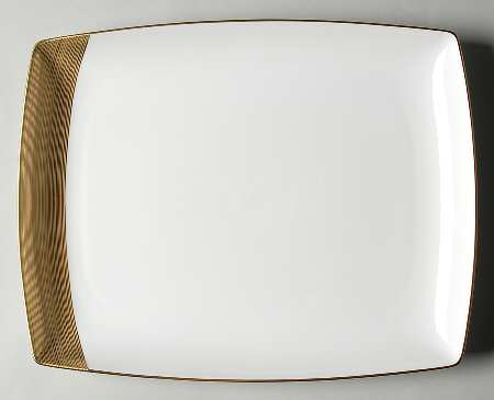 Ridge Square Gold 13" Rectangular Vegetable Bowl