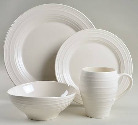 Swirl White 4 Piece Place Setting