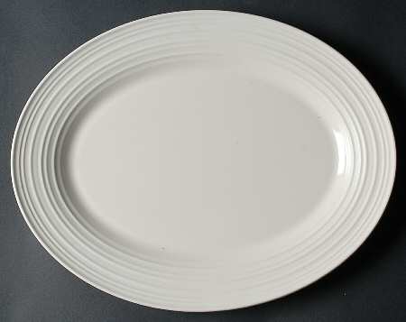 Swirl White 14" Oval Serving Platter