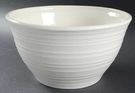 Swirl White 10" Large Salad Serving Bowl