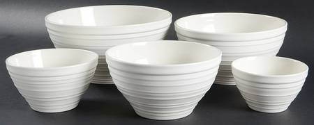 Swirl White (Set of 5) Stacking Bowls (4" 5" 6" 7" 8")