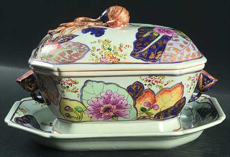 Tobacco Leaf Sauce Boat & Lid & Underplate