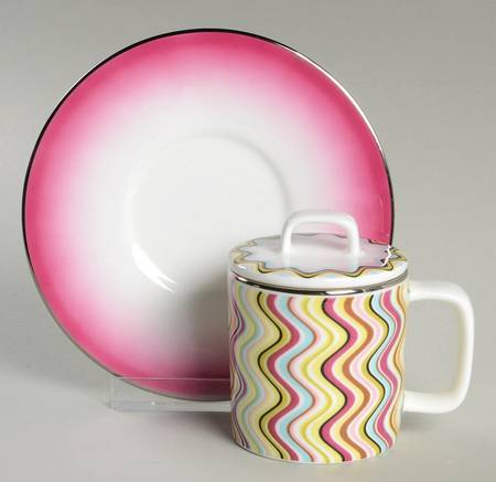 Margherita Flat Demitasse Cup & Saucer Set with Lid