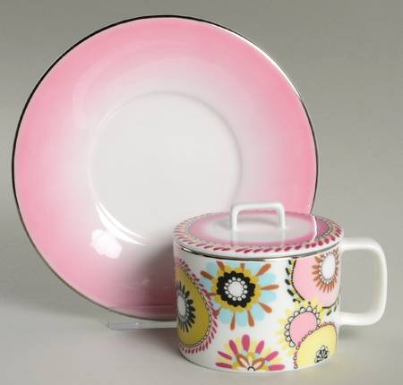 Margherita Flat Cup & Saucer Set with Lid