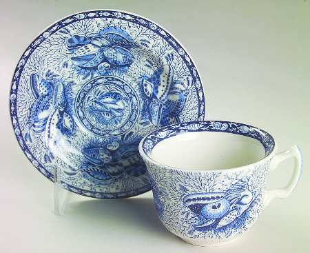 Torquay Blue (Smooth, No Trim) Flat Cup & Saucer Set