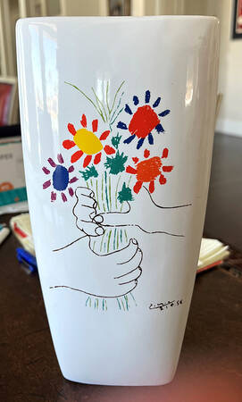 Hands and Flowers 9" Vase