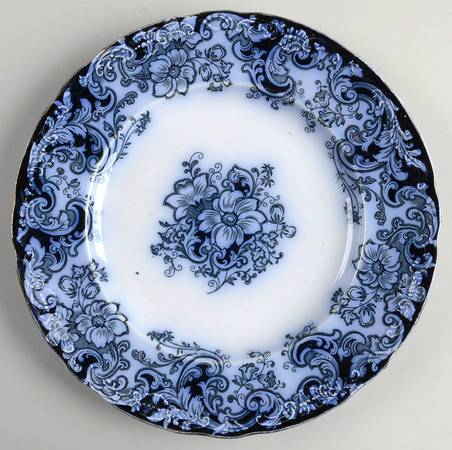 Ormonde Flow Blue (Gold Trim and Embossed) Salad Plate