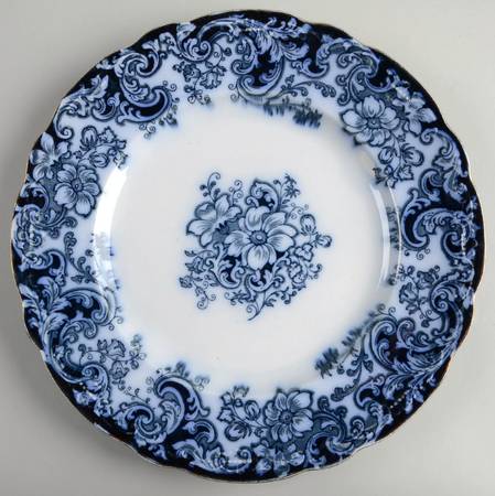 Ormonde Flow Blue (Gold Trim and Embossed) by Alfred Meakin
