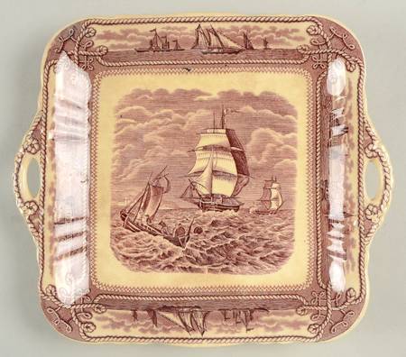American Marine Mulberry (Scalloped) Square Handled Cake Plate