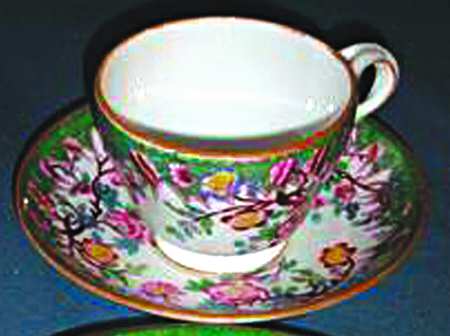 Van Dyke (Green Edge) Footed Cup & Saucer Set