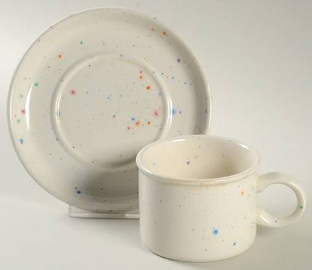 Confetti (Stonehenge Shape) Flat Cup & Saucer Set