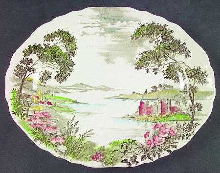 Olde Avon Dale (Multicolor with Yellow) 12" Oval Serving Platter