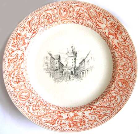 Florentine Red (Buildings Center) Dinner Plate