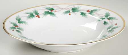 Christmas Holly Rim Soup Bowl