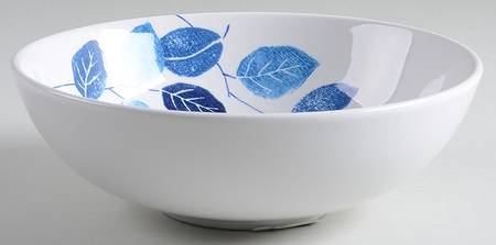 Blue Leaf Stamp Soup/Cereal Bowl