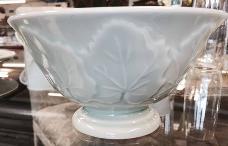 Blue Embossed Cabbage Leaf Soup/Cereal Bowl