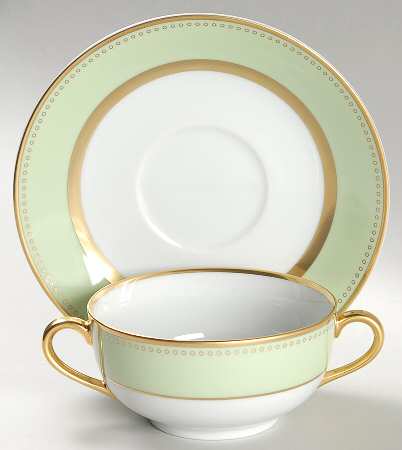 Carolina Verde Flat Cream Soup Bowl & Saucer Set