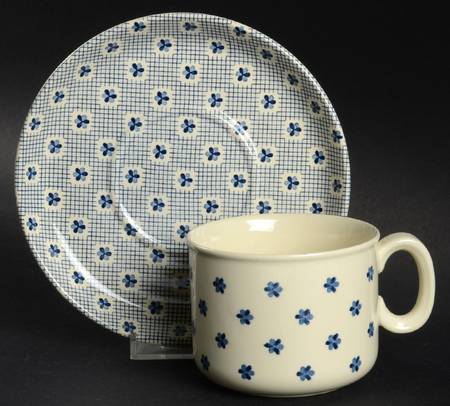 Tapestry Blue Flat Cup & Saucer Set