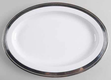 Convivio White 14" Oval Serving Platter by Match Pewter