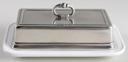 Convivio White 1/4 Lb Covered Butter with Metal Lid