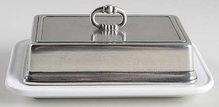 Convivio White 1/4 Lb Butter Dish & Metal Lid