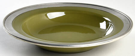 Convivio Green 9" Soup/Pasta Bowl with Pewter Rim