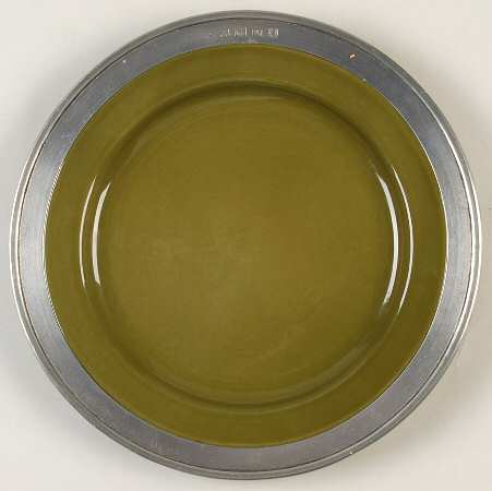 Convivio Green Salad Dessert Plate with Pewter Rim