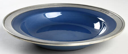 Convivio Blue 9" Soup/Pasta Bowl with Pewter Rim