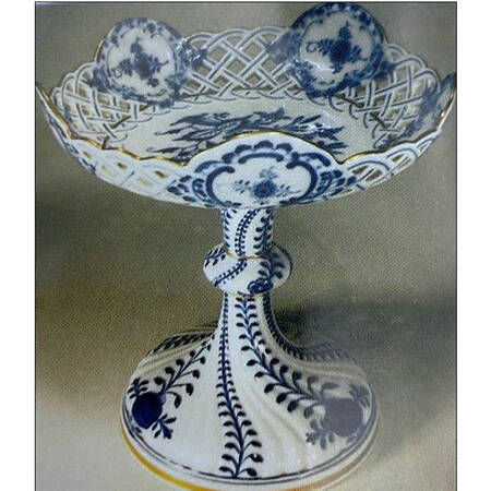 Blue Onion (Pierced, Gold Trim) Compote