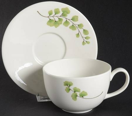 Maidenhair Fern Green Flat Cup & Saucer Set