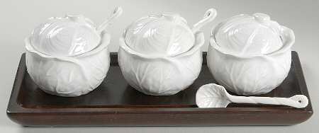 Spring Countryside Condiment Set-10pc (3 Jars W/Lid& Spns & Wood Tray