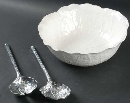 Spring Countryside 12" Salad Bowl & Metal Serving Set