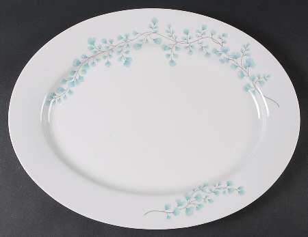 Maidenhair Fern Blue 16" Oval Serving Platter