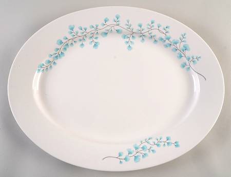 Maidenhair Fern Blue 16" Oval Serving Platter