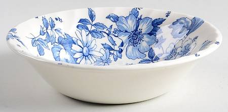 Peony and Rose Blue Coupe Cereal Bowl