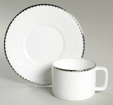 Merry White Flat Cup & Saucer Set