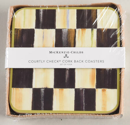 Courtly Check (4 Pc) Cork Back Square Coaster Set