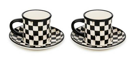 Courtly Check Espresso Cup & Saucer Set - Set of 2