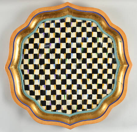 Courtly Check 22" Scalloped Wood Tray