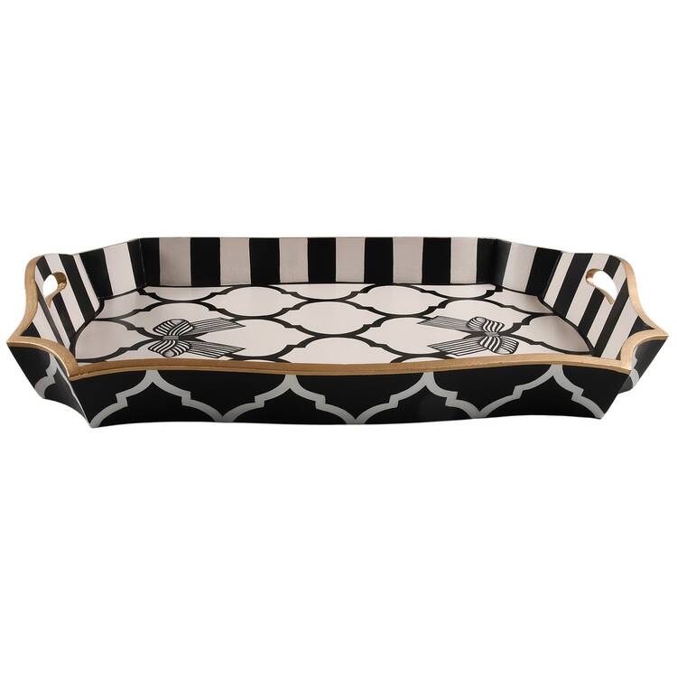 Courtly Check 21" Rectangular Wood Tray