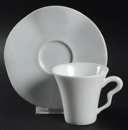 Gala White Flat Demitasse Cup & Saucer Set