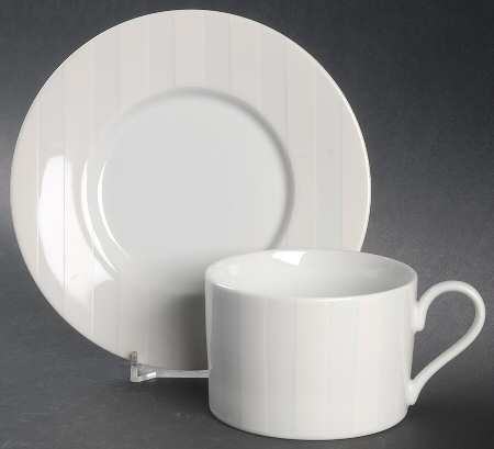 Awnings Stripe White Flat Cup & Saucer Set