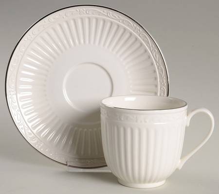 Italian Countryside Platinum Flat Cup & Saucer Set