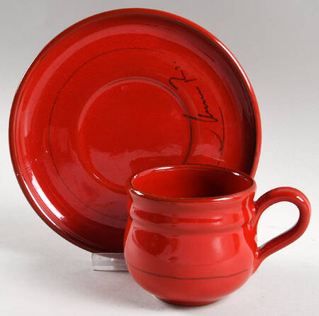 Classic Collection Red Flat Cup & Saucer Set by Mamma Ro