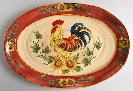 Red Rooster 17" Oval Serving Platter